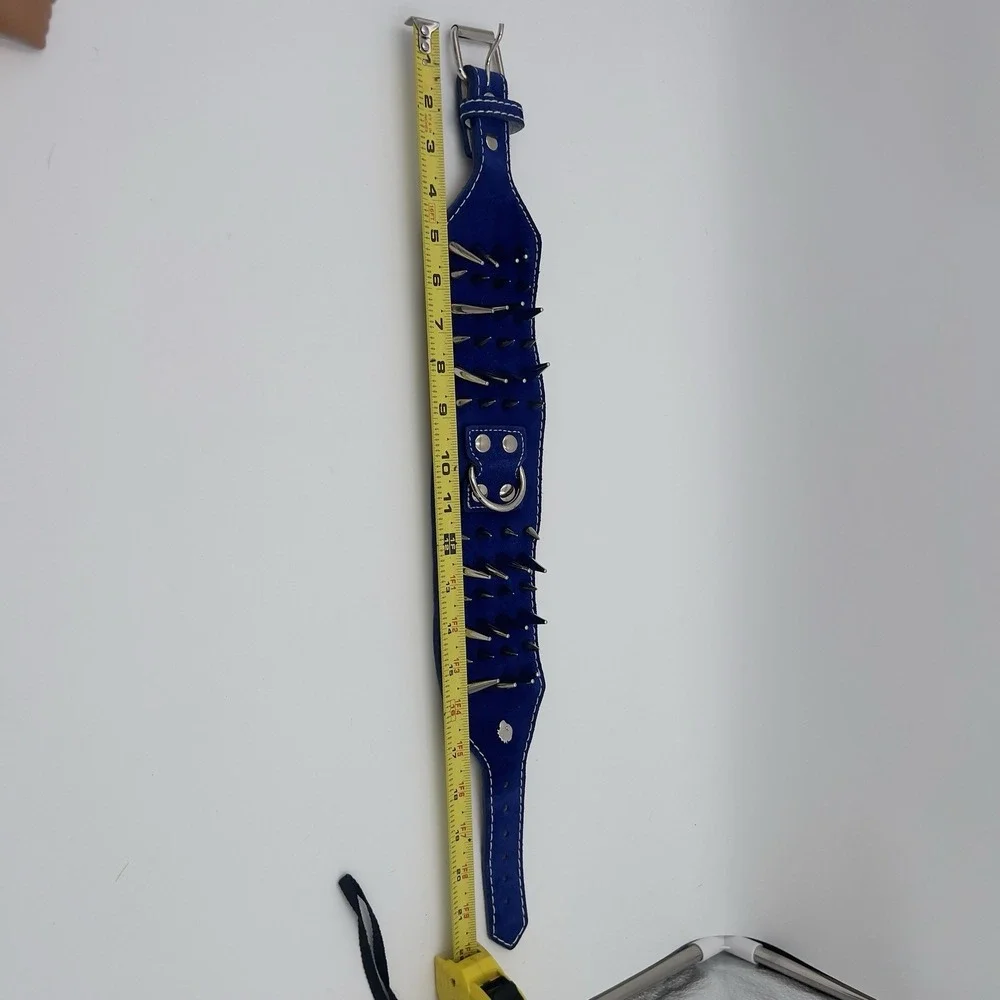 Browning Blue Leather Studded Dog Collar Buckmark Western Adjustable